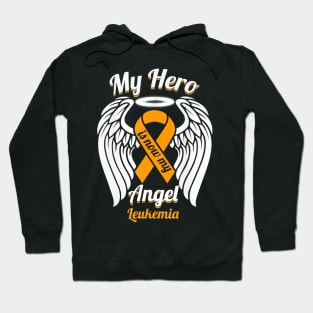 Leukemia Cancer Orange Ribbon T Shirt My Hero Is My Angle Hoodie